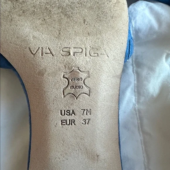 Via Spiga Blue Sandals Slide Stacked Heel Casual Shoes - Picture 5 of 5